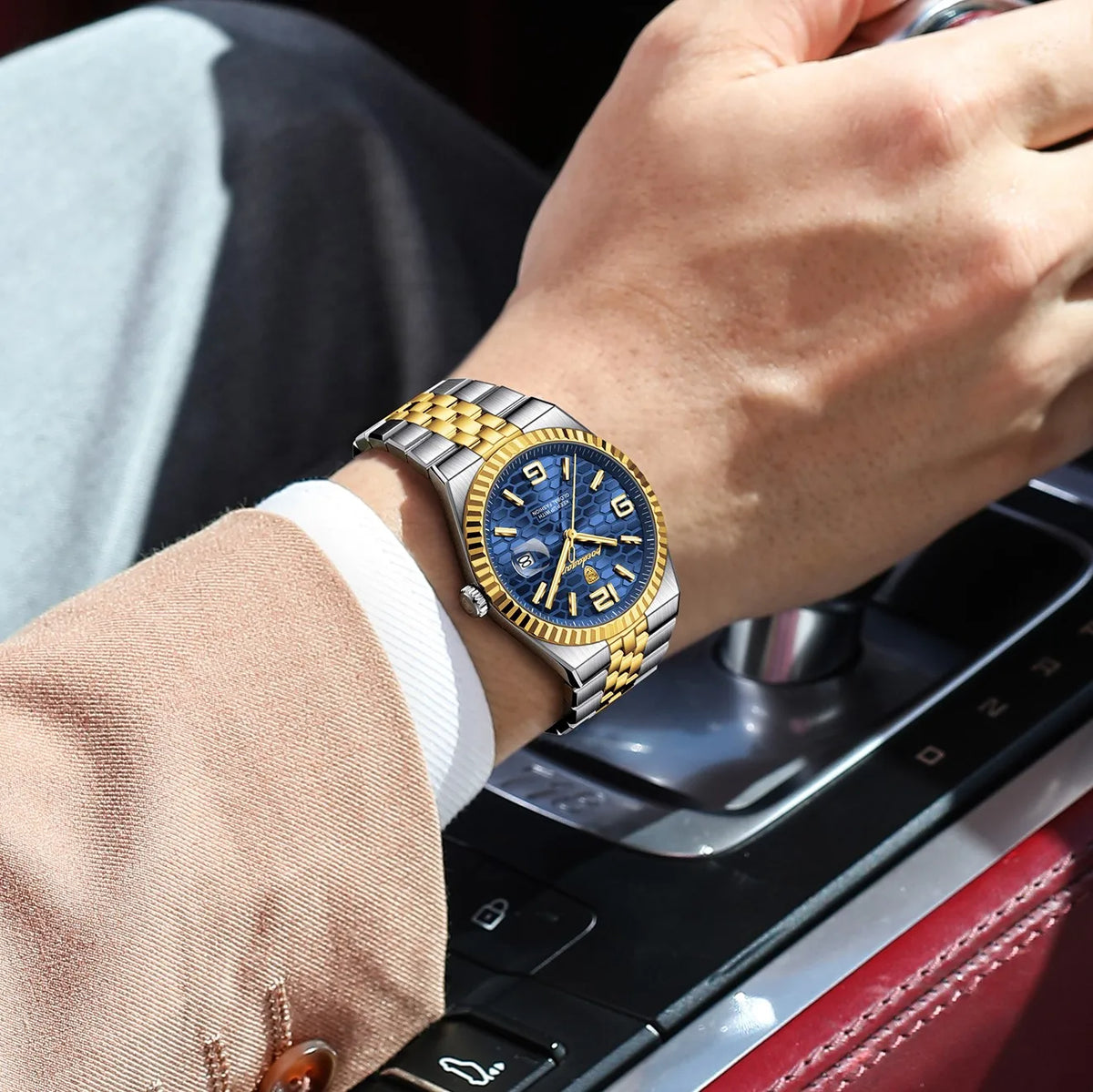 Poedagar 839 Classic Men Watch Luxury Elegant Fluted Bezel Honeycomb Dial Business Quartz Wristwatch Wholesale Ready to Ship