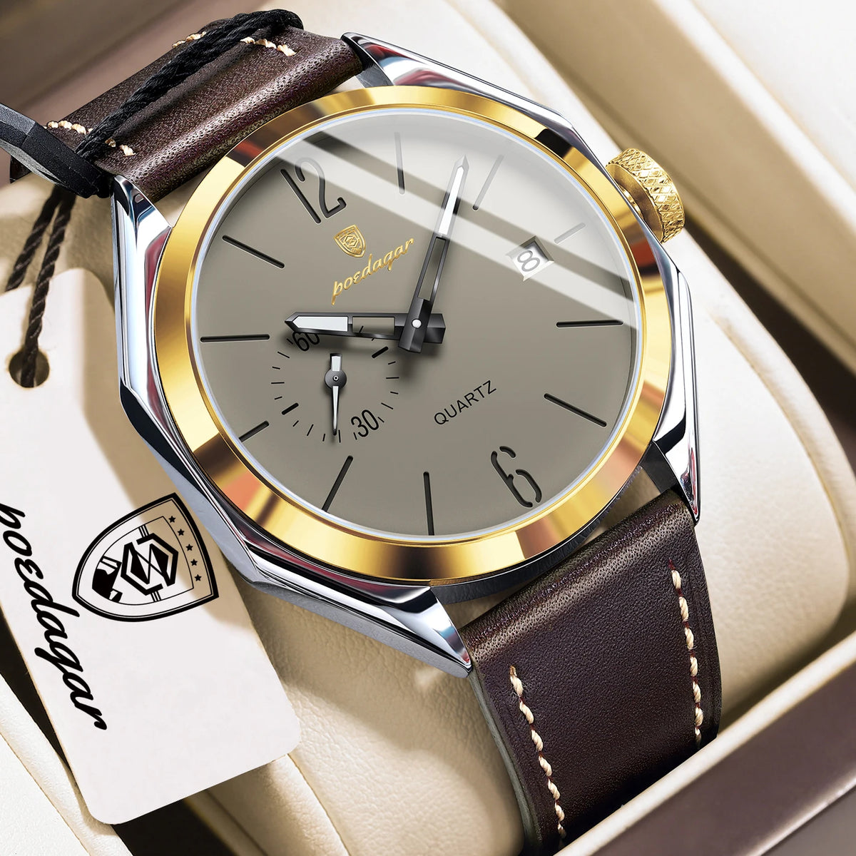 Poedagar 689 Geometric Mens Quartz Watch Waterproof Leather Strap Casual Wristwatch Relogio Masculino Ready to Ship Mix Order