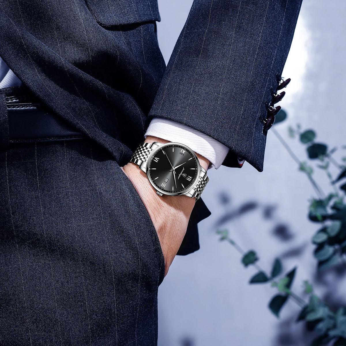 Poedagar Wholesale Price Montre Homme Luxury Stainless Steel Men Watch Calendar Waterproof Quartz Watch for Men