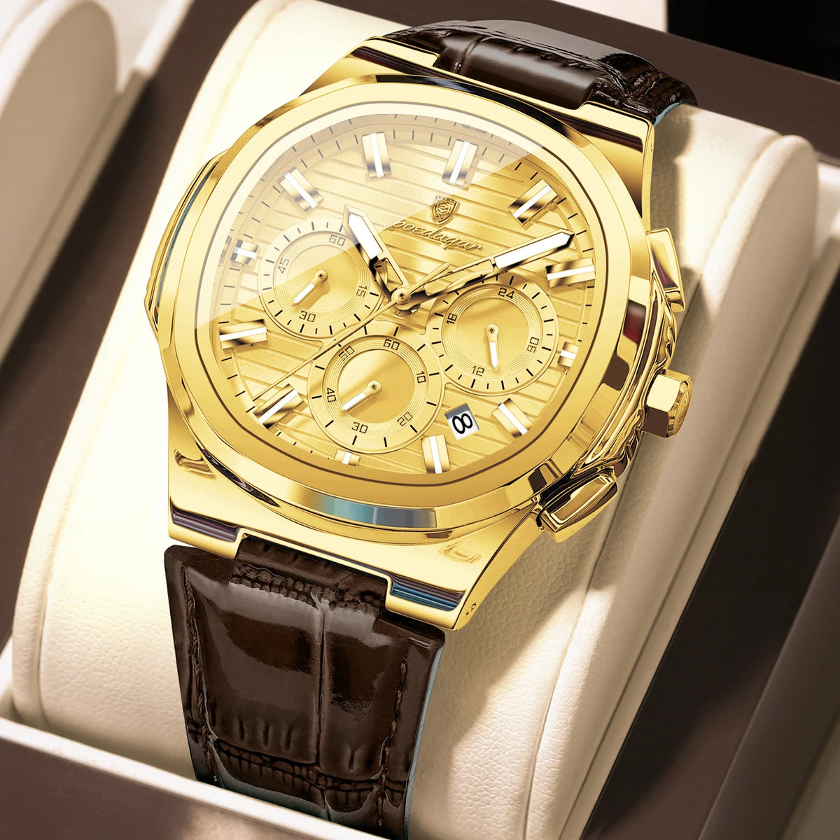 Poedagar 834 Luxury Mens Quartz Watch Wholesale Relogio Masculino Waterproof Luminous Leather Strap Chronograph Daily wear