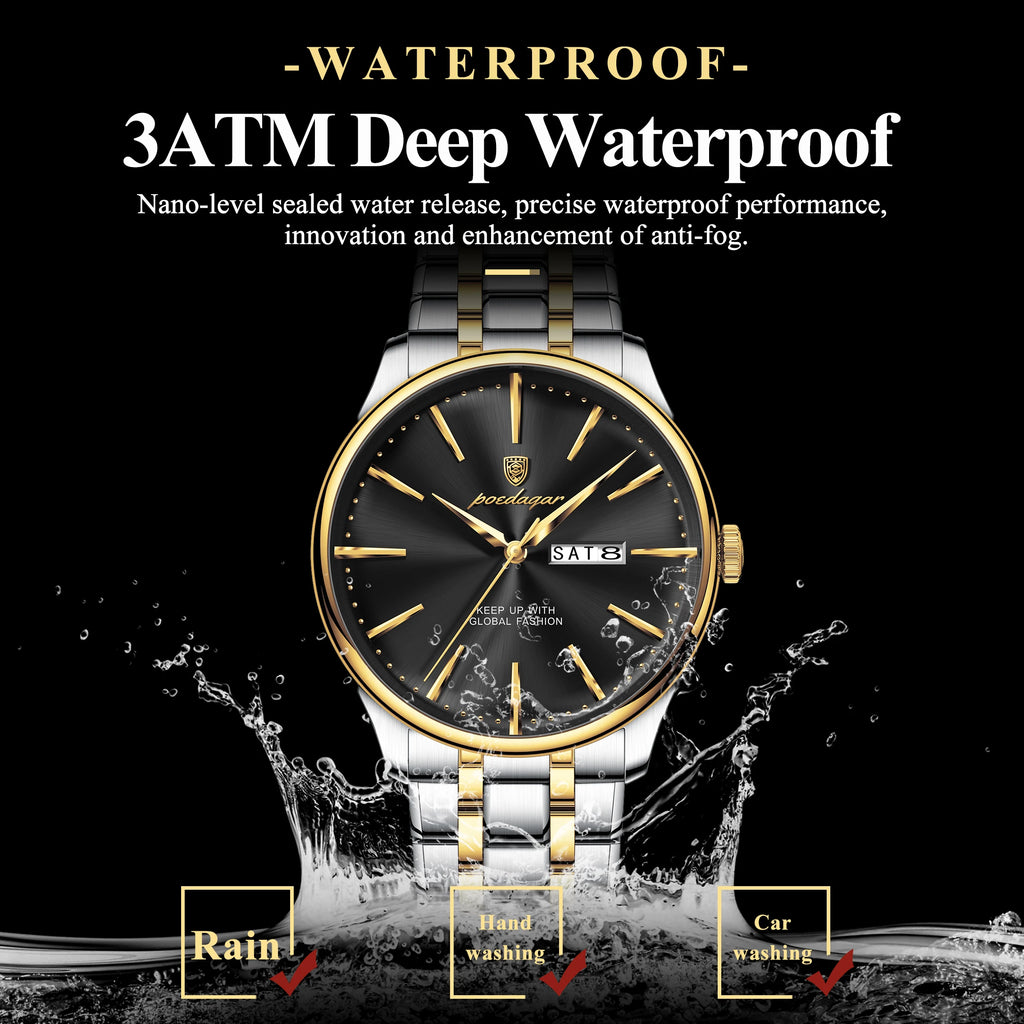 Poedagar 843 Business Casual Men Watch Multi-color Metal Sunray Dial Calendar Waterproof Luxury Quartz Wristwatch Factory Direct
