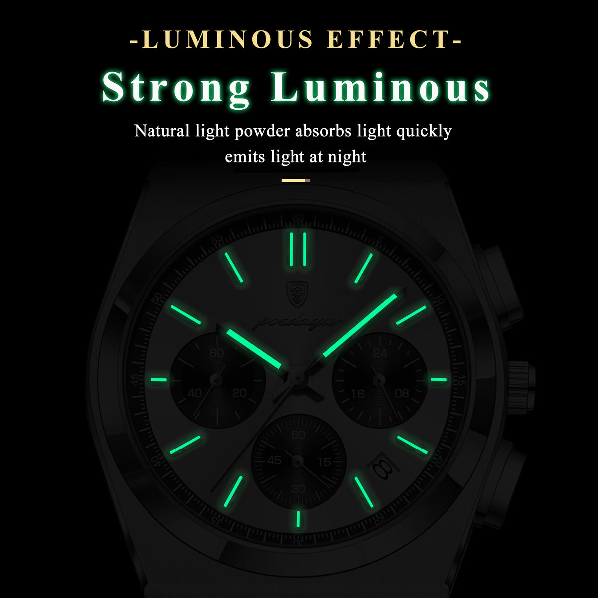 Poedagar 970 Luxury Men Watch Leather Strap Luminous Waterproof Quartz Watches Montre Homme Casual Chronograph Watch for Men