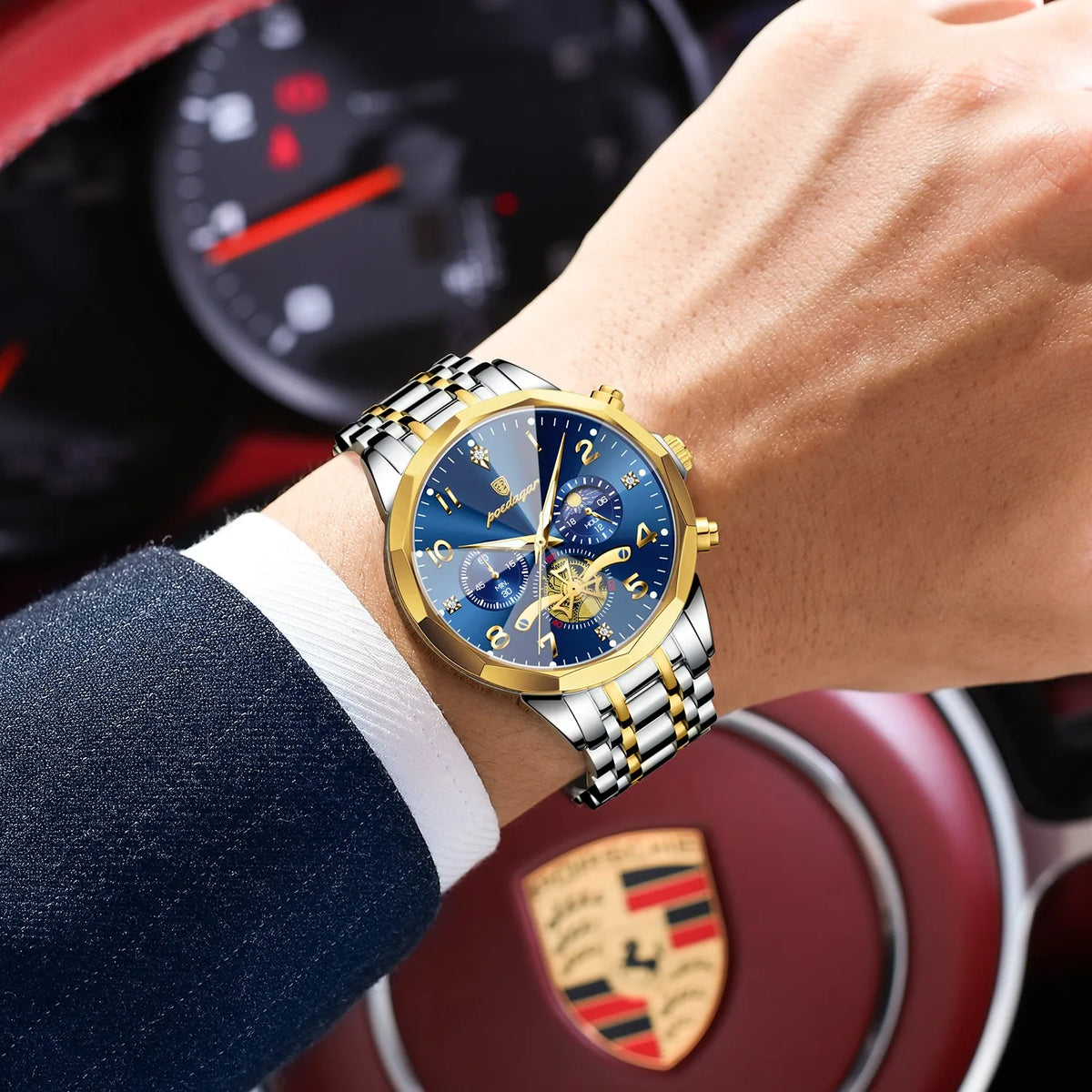 Poedagar 939 Men's Watch Luxury Luminous Waterproof Quartz Watches Stainless Steel Chronograph Watch for Men Reloj Hombre