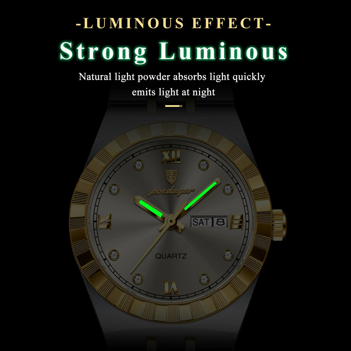 Poedagar Female Luxury Original Luminous Waterproof Week Date Wristwatch Stainless Steel Women Quartz Ladies Watch
