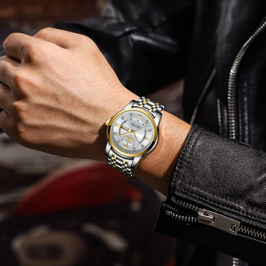 Poedagar 936 Luxury Men Watch Business Roman Numeral Date Stainless Steel Montre Reloj Quartz Watch for Men Waterproof in Stock