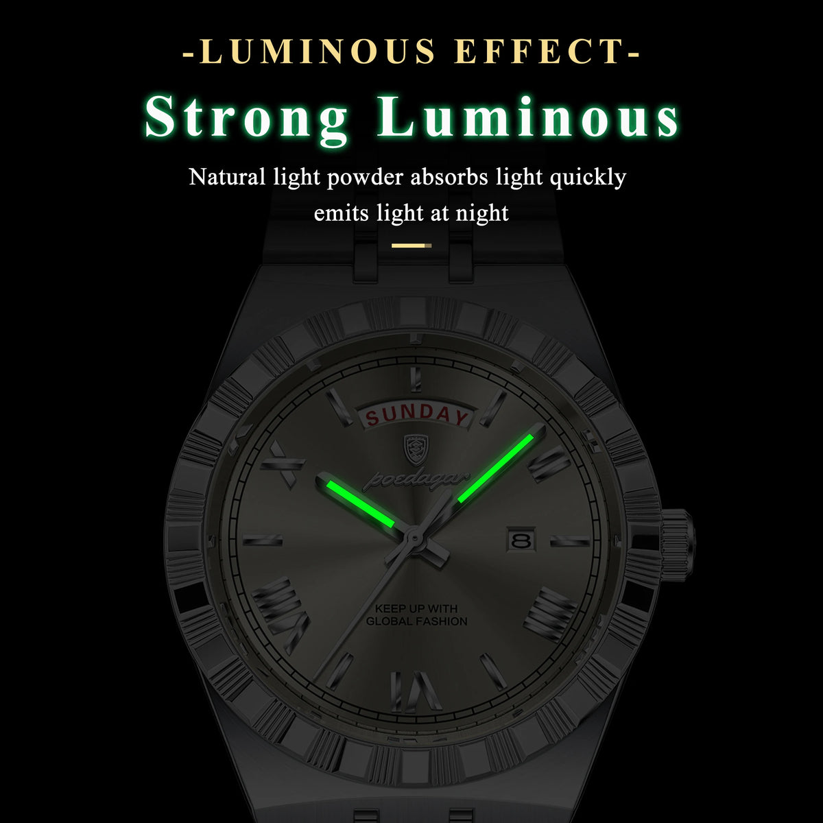 Poedagar 675 Watch for Men Luxury Waterproof Luminous Quartz Watch Business Reloj Hombre Stainless Steel Wristwatch for Men