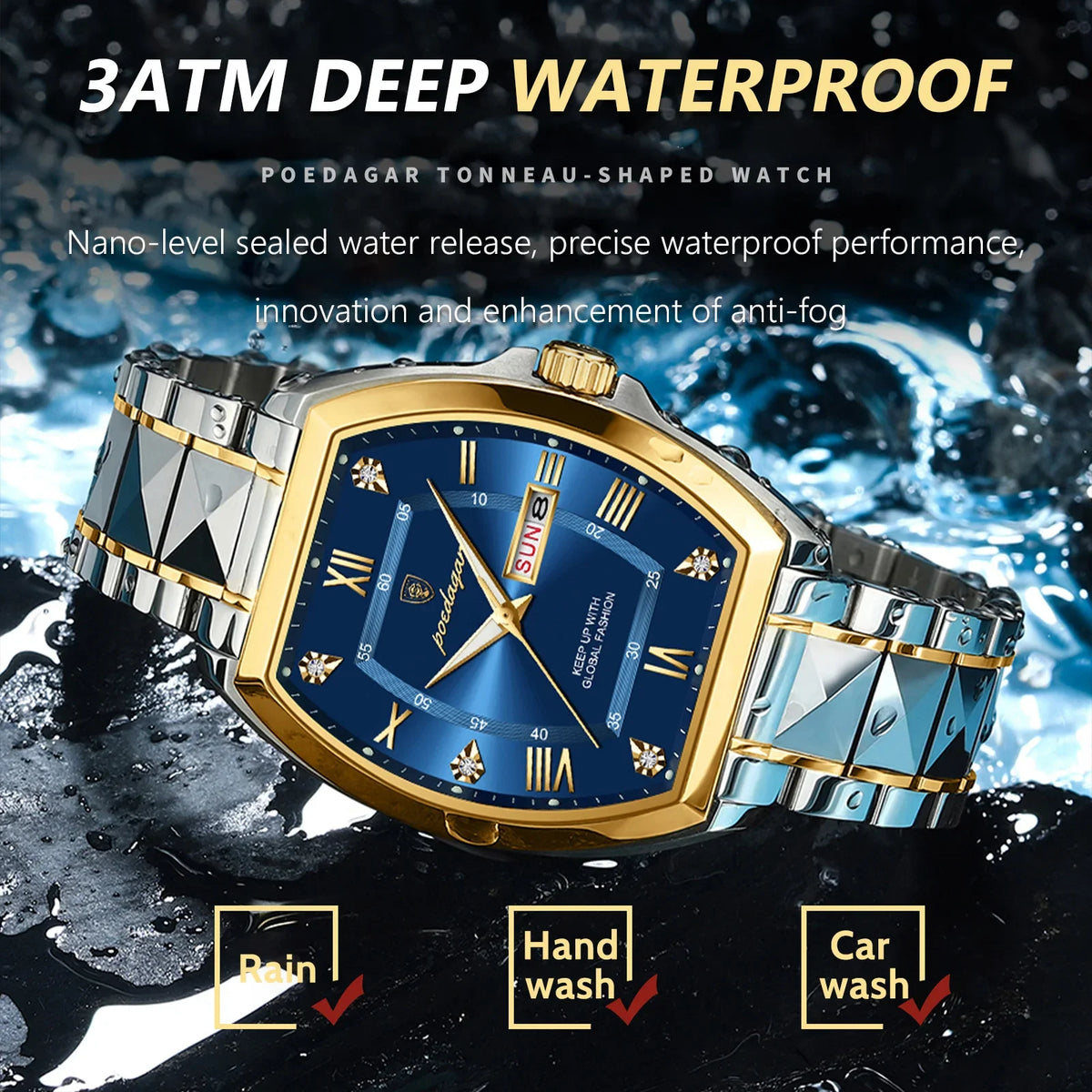 Poedagar New Fashion Stainless Steel Luxury Watch Waterproof Luminous Date Men's Quartz Watch for Men