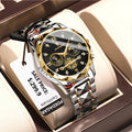 Poedagar Men's Luxury Fashion Quartz Watch Stainless Steel Chronograph Waterproof Luminous Feature 42mm Alloy Business Style
