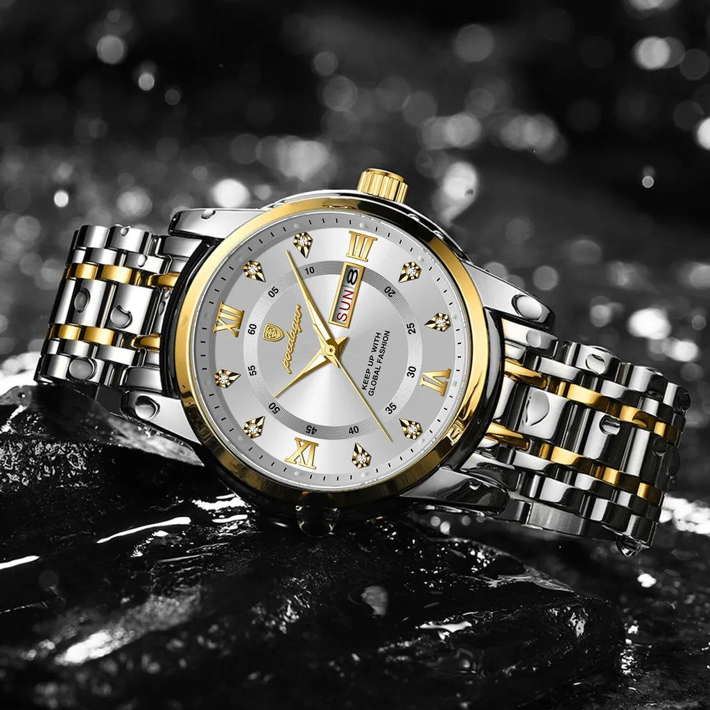 Poedagar 936 Luxury Men Watch Business Roman Numeral Date Stainless Steel Montre Reloj Quartz Watch for Men Waterproof in Stock