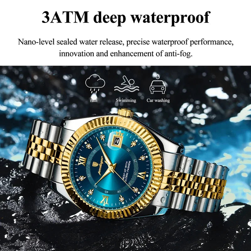 Poedagar 910 Sport Luxury Male Reloj Waterproof Luminous Date Men's Watches Stainless Steel Quartz Watch for Men