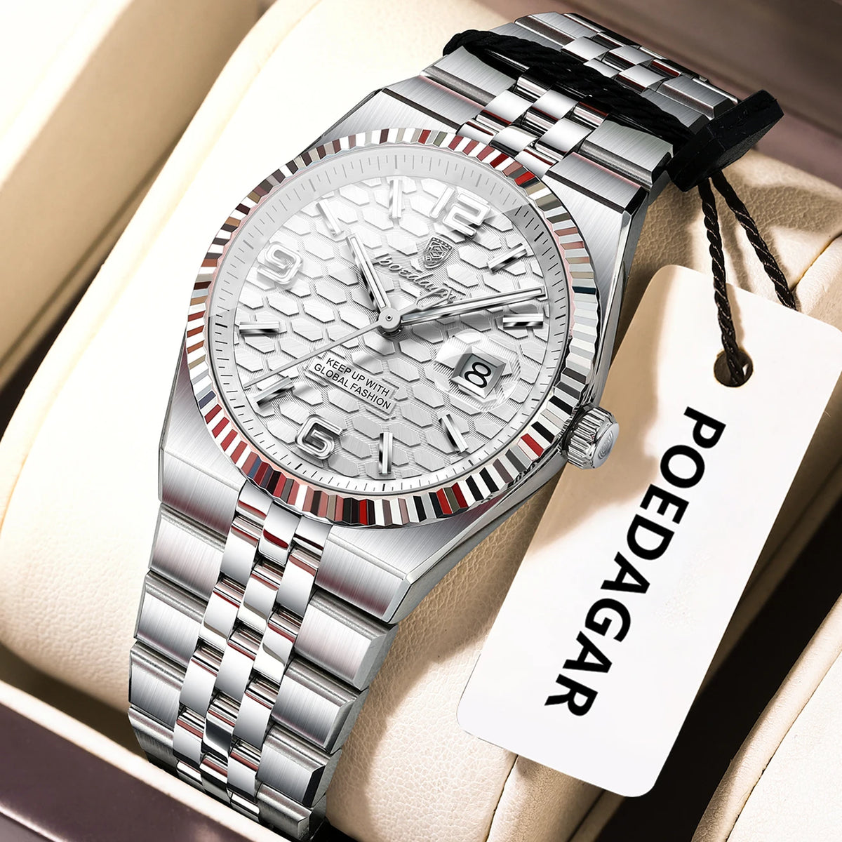 Poedagar High Quality Stainless Steel Quartz Watch Luxury Waterproof Luminous Lady's Wristwatch