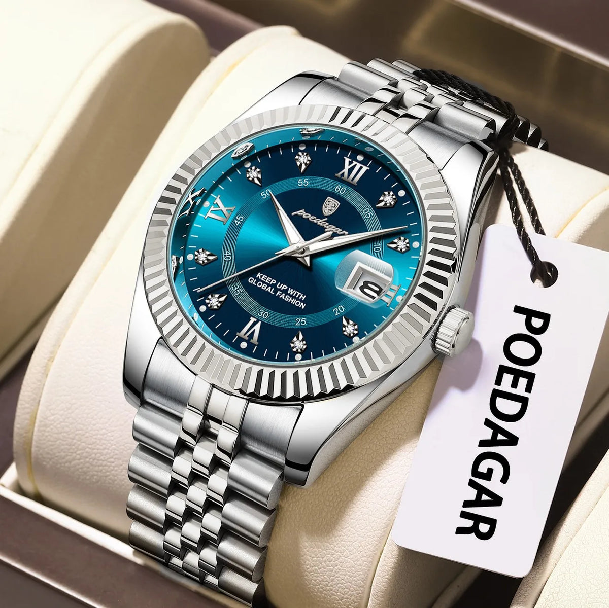 Poedagar 910 Luxury Men's Watches Business Reloj Hombre Waterproof Luminous Date Stainless Steel Quartz Watch for Men Herrenuhr