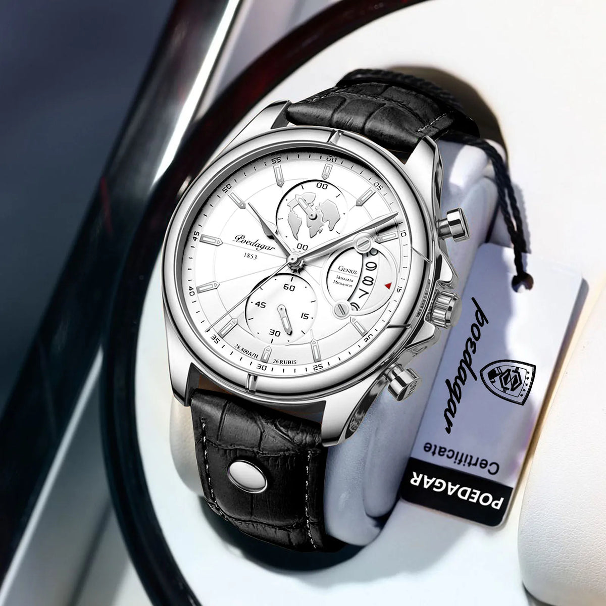 Poedagar 989 Luxury Men's Watch Fashion Leather Strap Quartz Watches Waterproof Luminous Daily Wear Watch for Men Reloj Hombre