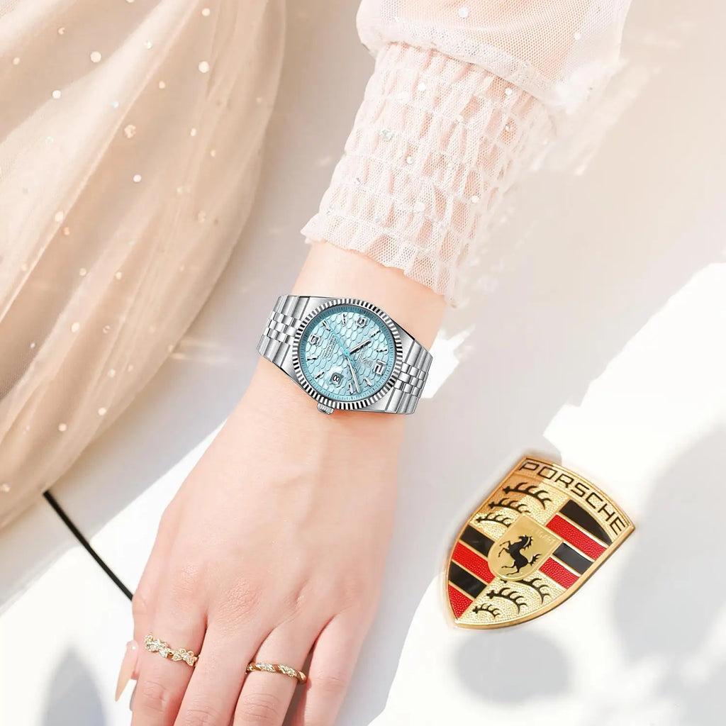 Poedagar High Quality Stainless Steel Quartz Watch Luxury Waterproof Luminous Lady's Wristwatch