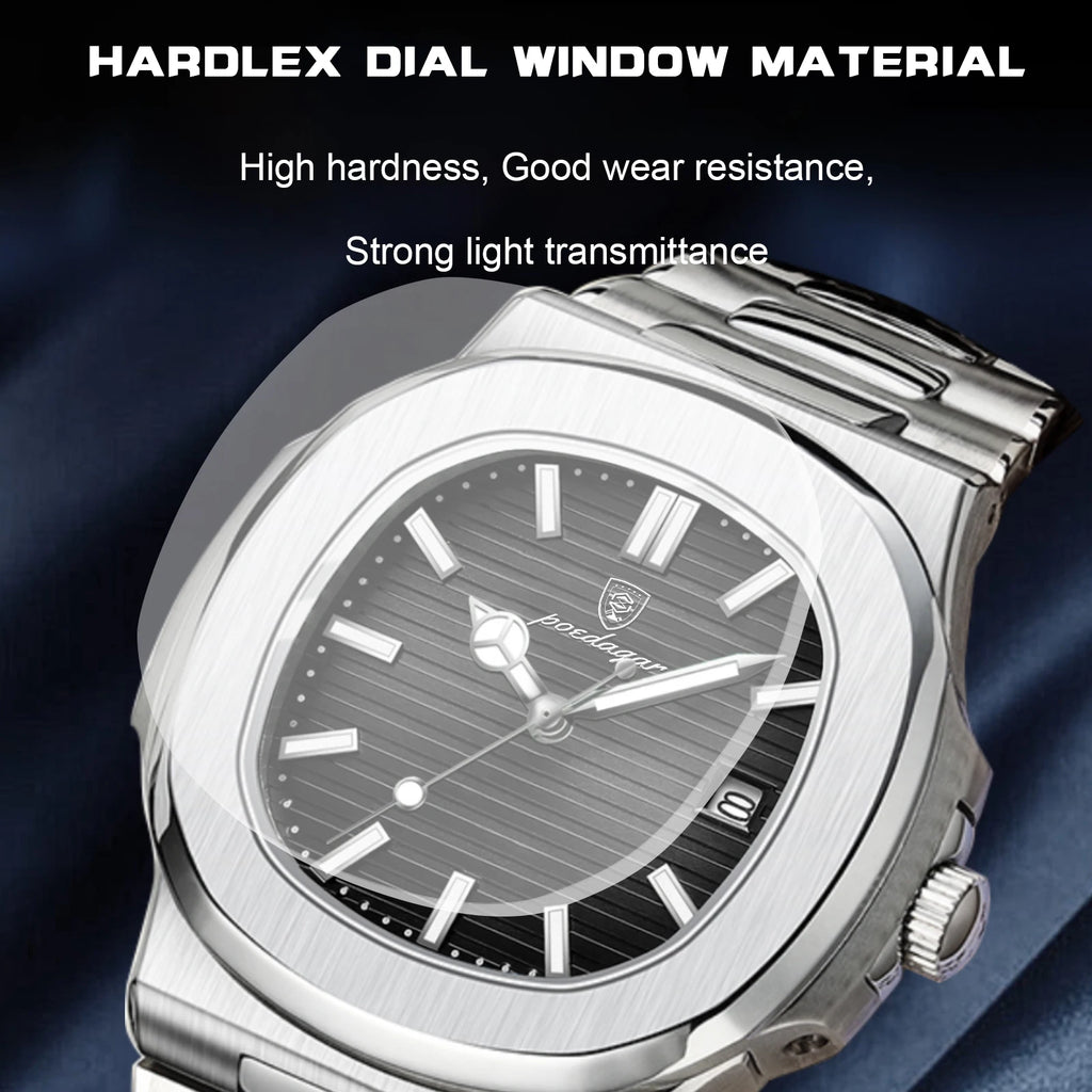 Poedagar 613 Men's Watch Hot Sale Montre Homme Business Quartz Watches Luxury Stainless Steel Waterproof Luminous Watch for Men