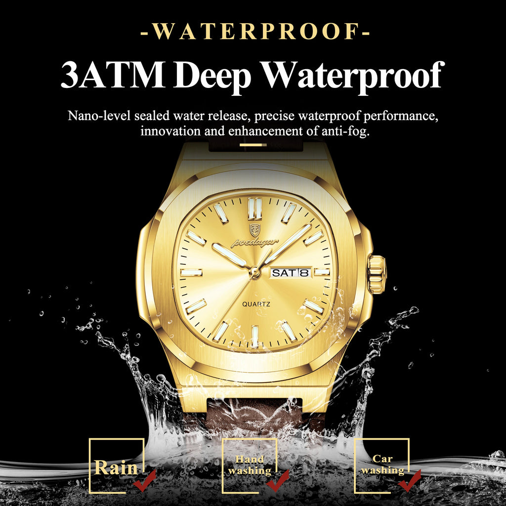 Poedagar 853 Luxury Men Watch Luminous Waterproof Calendar Fashion Quartz Wristwatch Business Leather Montre Relojes Hombre