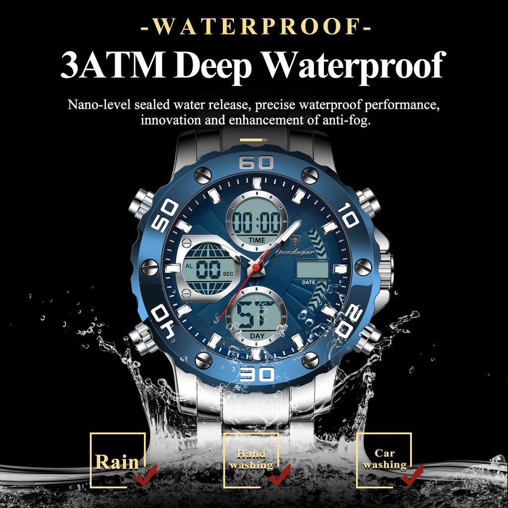 Poedagar New Fashion Men Digital Watch Waterproof Luminous Quartz Watches Alarm Electronic Watch for Men