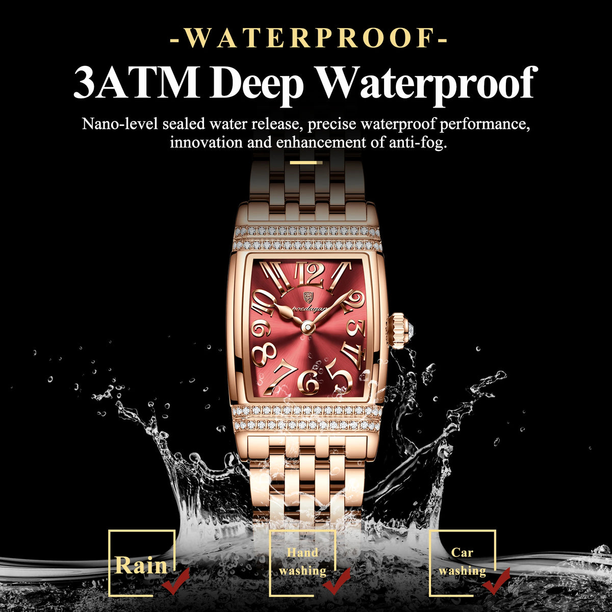 Poedagar 799 Women Luxury Quartz Watch Rose Gold Stainless Steel Bracelet Waterproof Ladies Wrist Watch