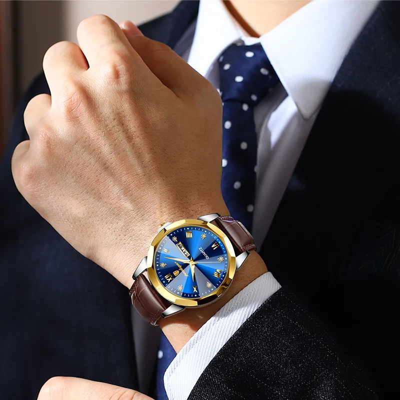 Poedagar 810 Men's Luxury Sports Watch Waterproof Luminous Quartz Watches Casual Leather Watches for Men