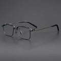 Titanium Square Eyeglasses with Flip-Up Design and Diamond Pattern Frame