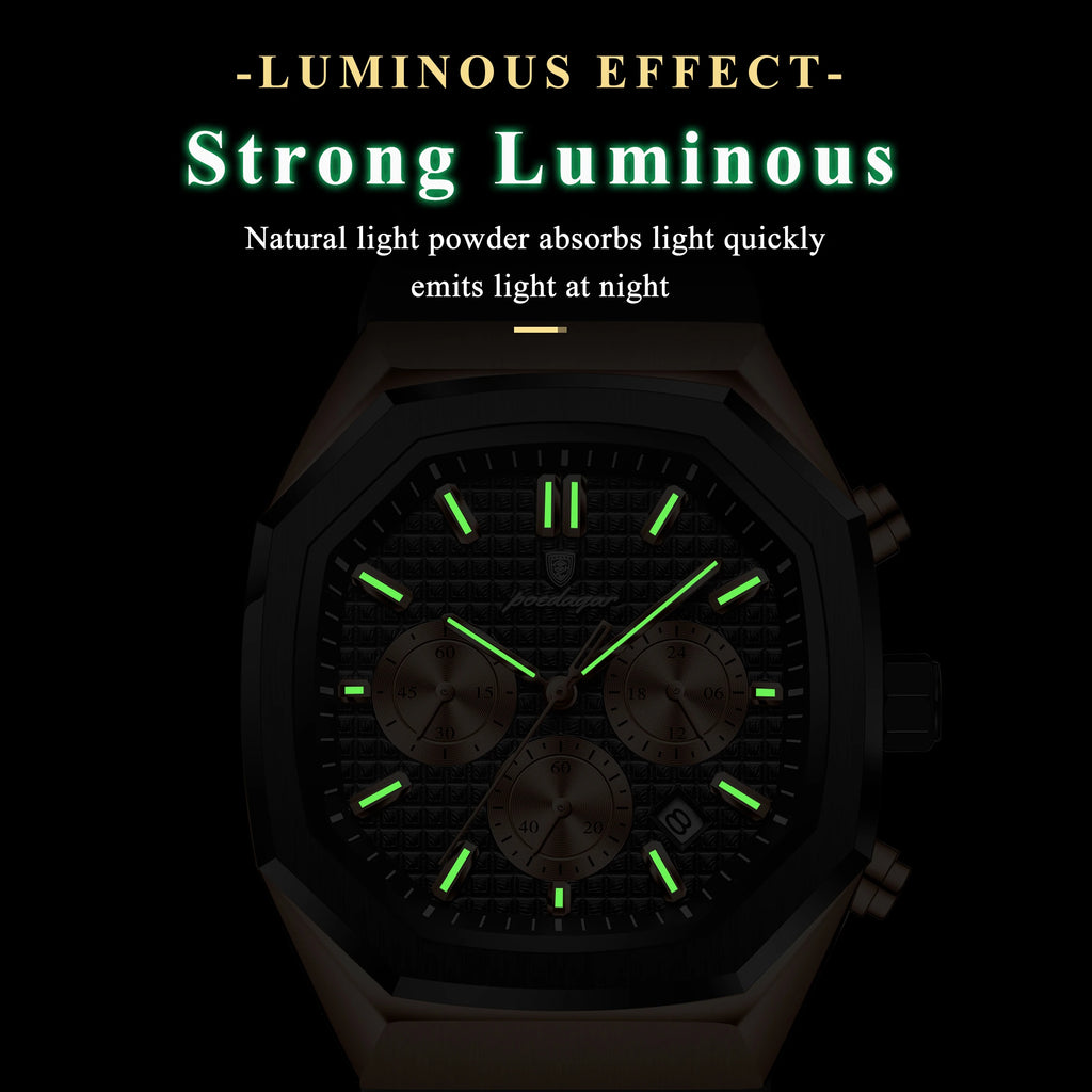 Poedagar 893 Men's Chronograph Watch Luxury Silicone Strap Watch Montre Waterproof Luminous Sports Quartz Wristwatch for Men