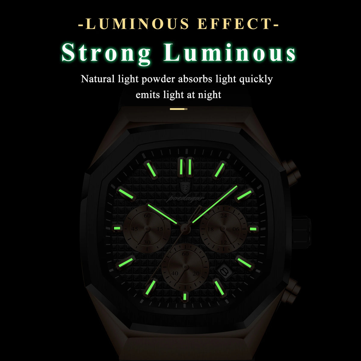 Poedagar 893 Men's Chronograph Watch Luxury Silicone Strap Watch Montre Waterproof Luminous Sports Quartz Wristwatch for Men