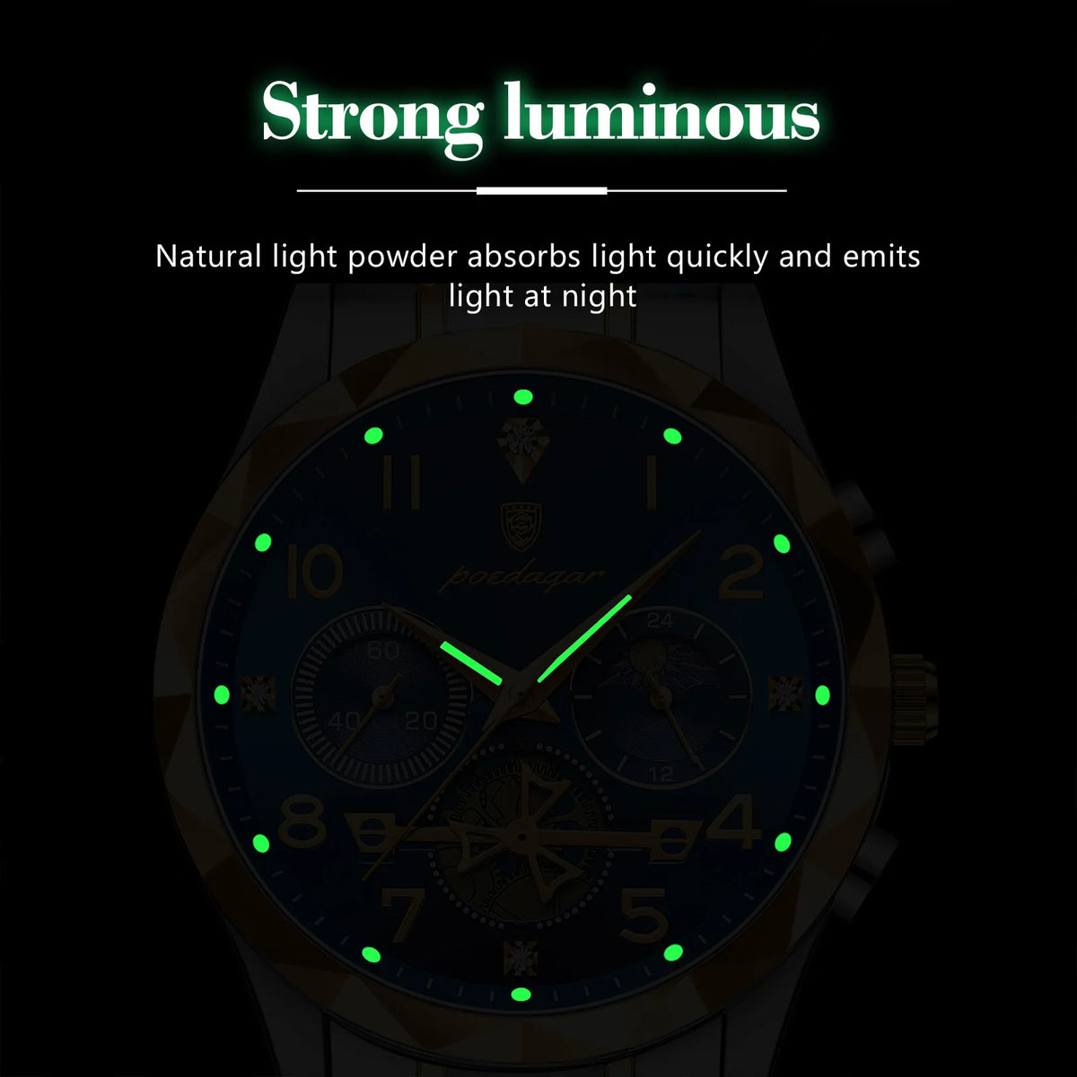 Poedagar 972 New Arrivals Fashion Luxury Men Watch Stainless Steel Wristwatch Waterproof Luminous Quartz Watches for Men