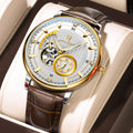 Poedagar Luxury Sports Men Relojes Waterproof Luminous Leather Watch for Men Hollow Tourbillon Automatic Mechanical Watch