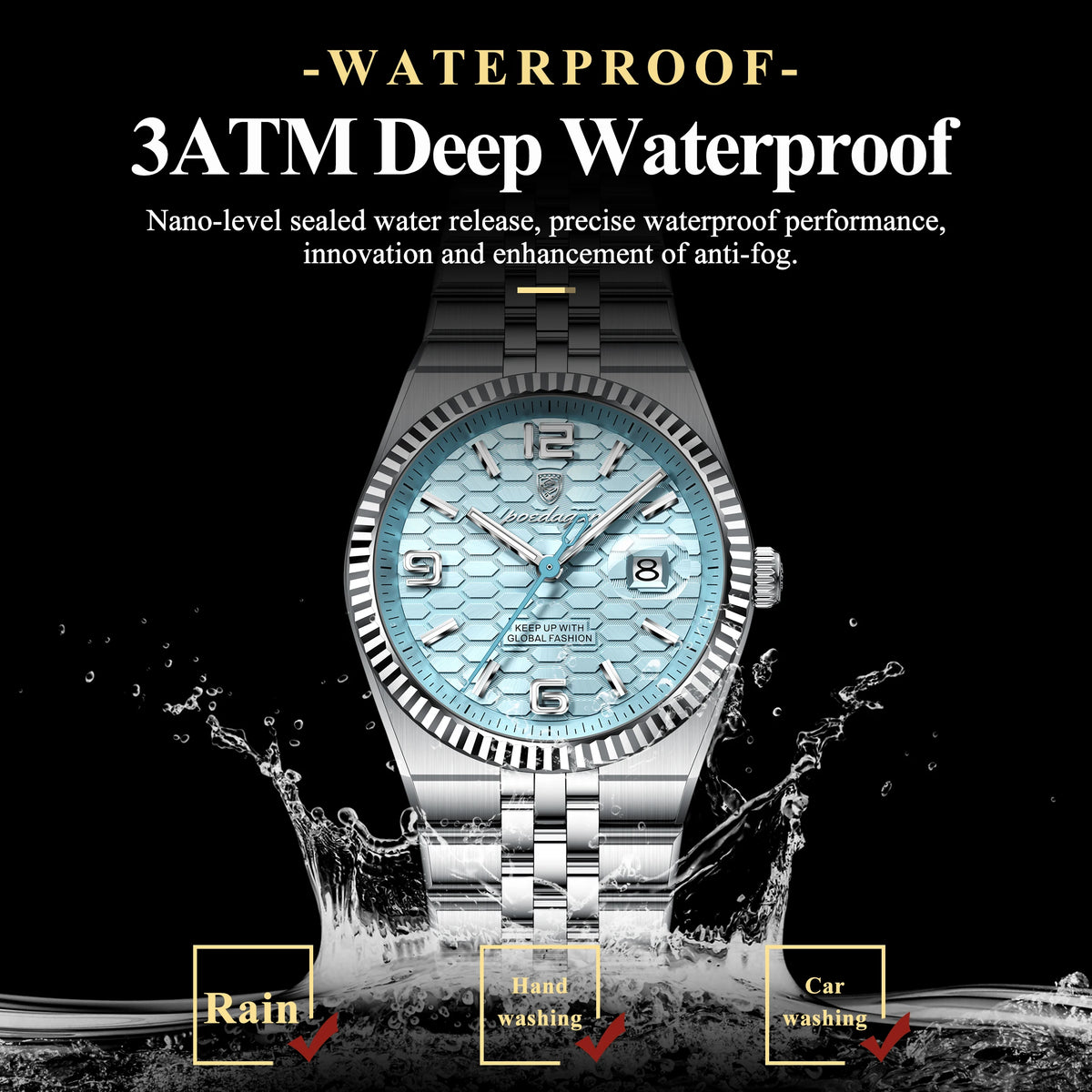 Poedagar High Quality Stainless Steel Quartz Watch Luxury Waterproof Luminous Lady's Wristwatch