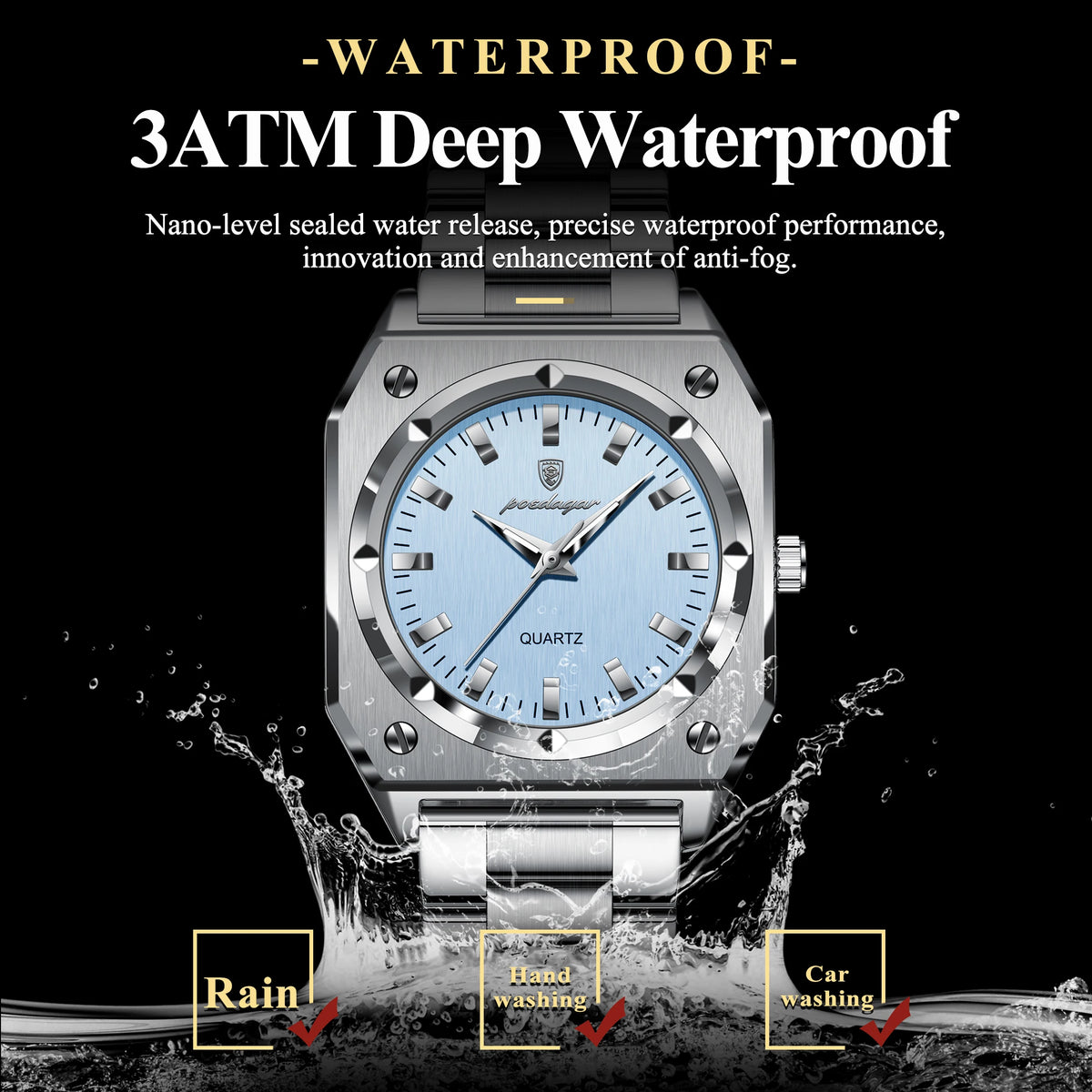 Poedagar 788 Women's Dress Watch Waterproof Luminous Luxury Chic Montre Wristwatch Stainless Steel Quartz Watch for Women