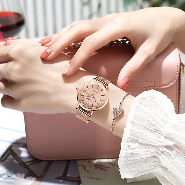 Poedaga Cheap Wholesale Ladies Watch Luxury Wrist Diamond Women Quartz Watches Waterproof Calendar Reloj for Girls