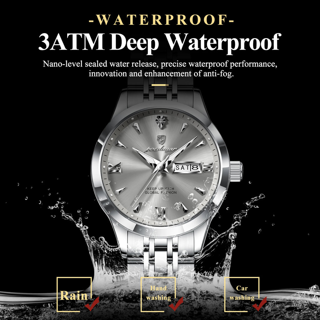 Poedagar 504 Fashion 3ATM Waterproof Luminous Hands Lady Watch Alloy Case Stainless Steel Bracelet Watch for Women