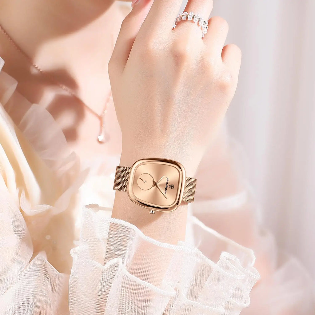 Poedagar Luxury Ladies Accessories Watch Waterproof Stainless Steel Mesh Bracelet Quartz Watches for Women