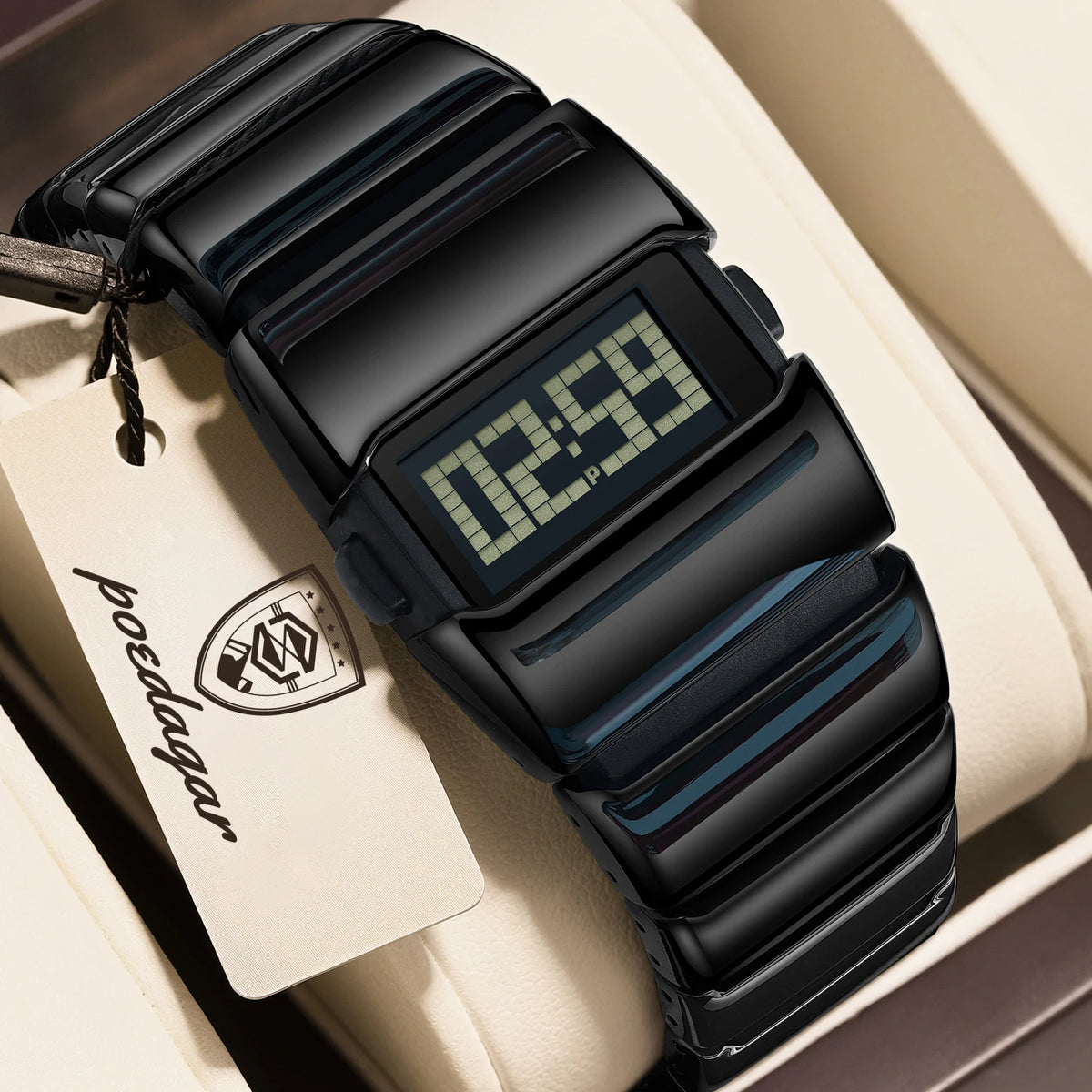 Poedagar E126 Creative LED Digital Watch Men Stainless Steel Strap Fashion Waterproof Electronic Wristwatch Wholesale