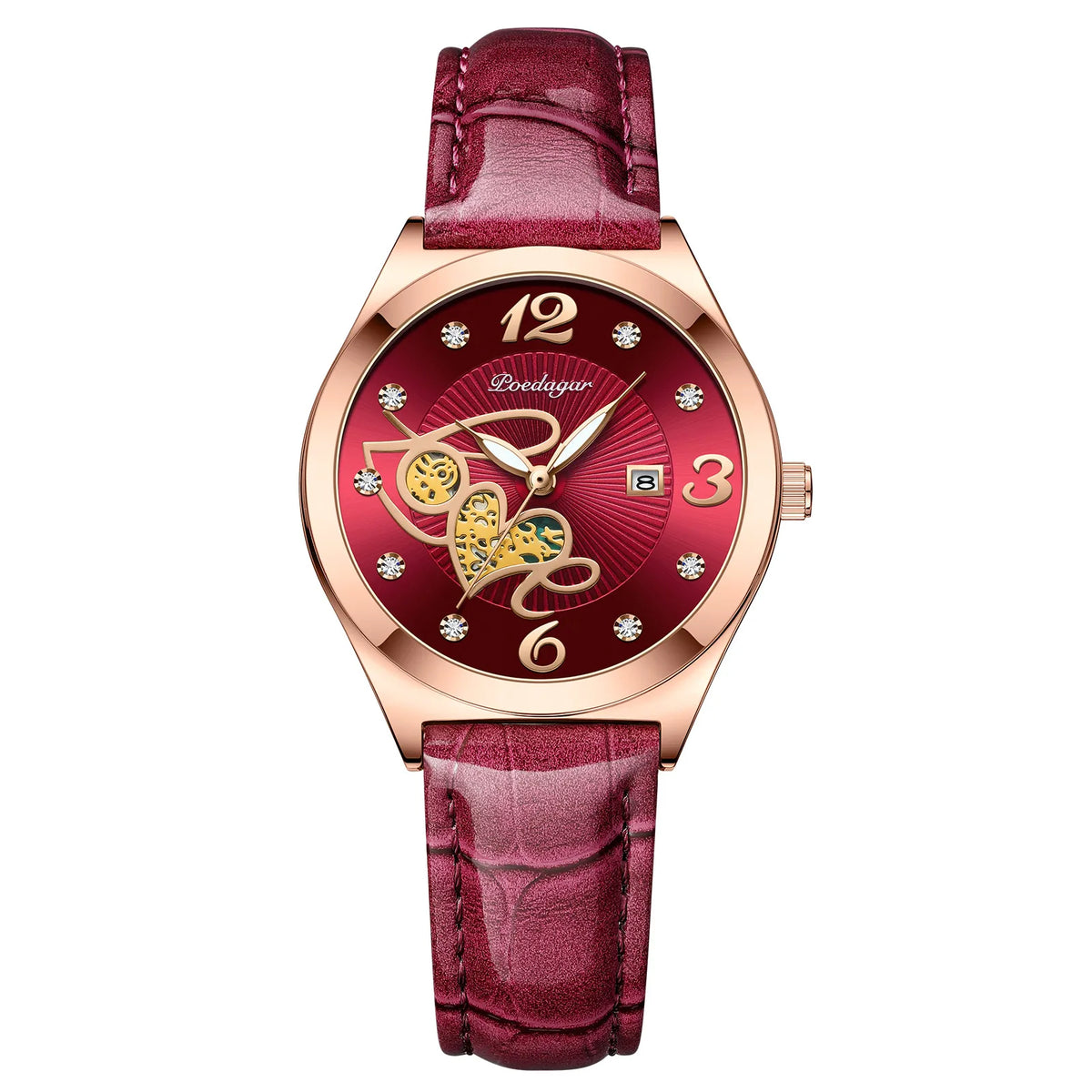 Poedagar Waterproof Luminous Ladies Watch Diamond Luxury Casual Quartz Watches Leather Watches Women Wrist Calendar Clock