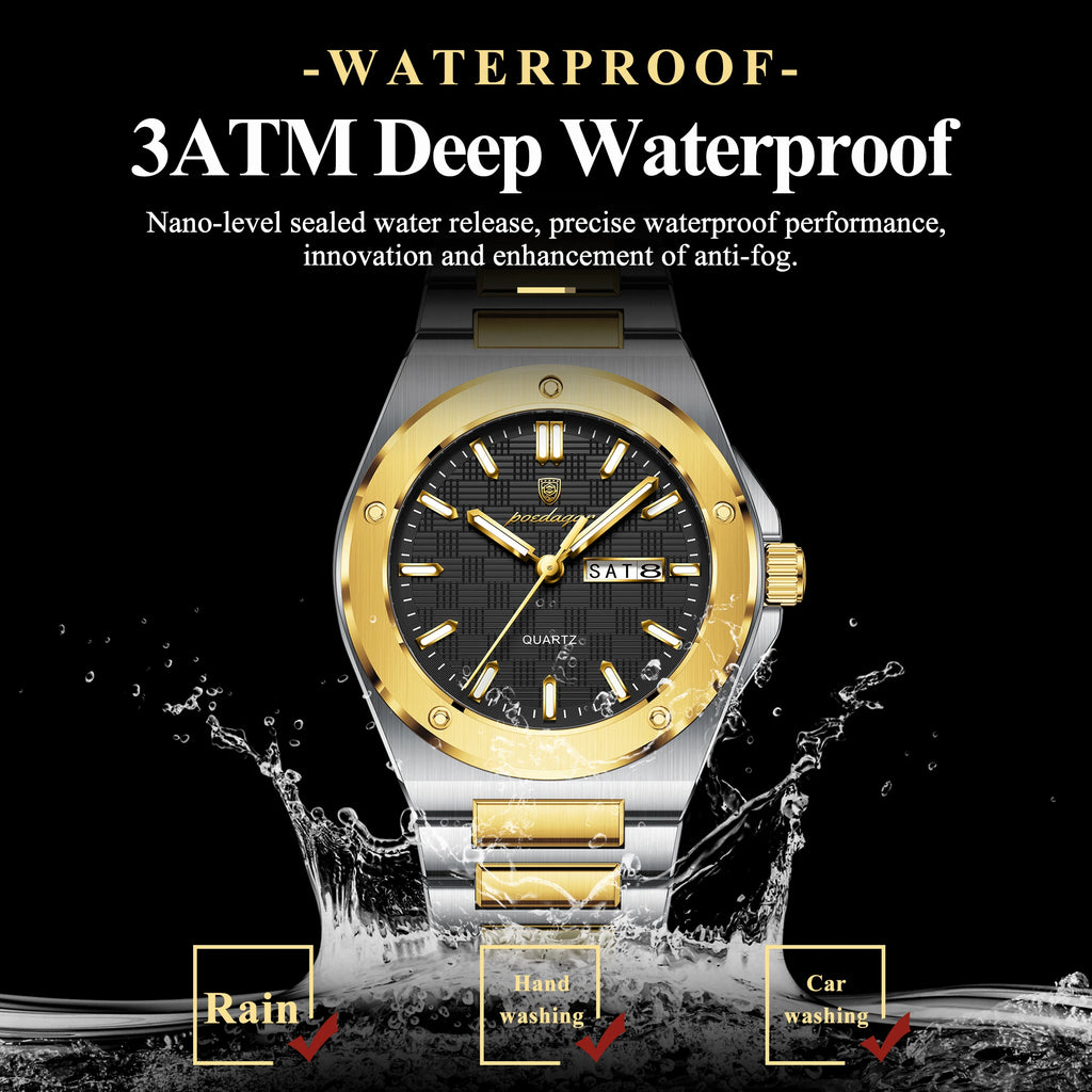 Poedagar 696 Luxury Men Watch Business Stainless Steel Watch for Man Luminous Waterproof Date Wristwatch Factory Wholesale Reloj