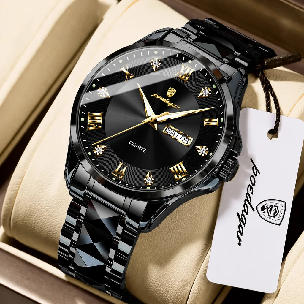 Poedagar 883 Men's Luxury Watch Fashion Stainless Steel Quartz Watches Montre Waterproof Luminous Business Wristwatch for Men