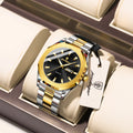 Poedagar 875 Luxury Mens Watch Business Octagonal Case Stainless Steel Quartz Watch Reloj Luminous Waterproof Wristwatch for Men