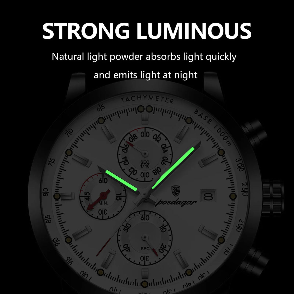 Poedagar 932 Men's Watch Luxury Leather Strap Chronograph Waterproof Quartz Watches Luminous Wristwatch for Men Reloj Wholesale