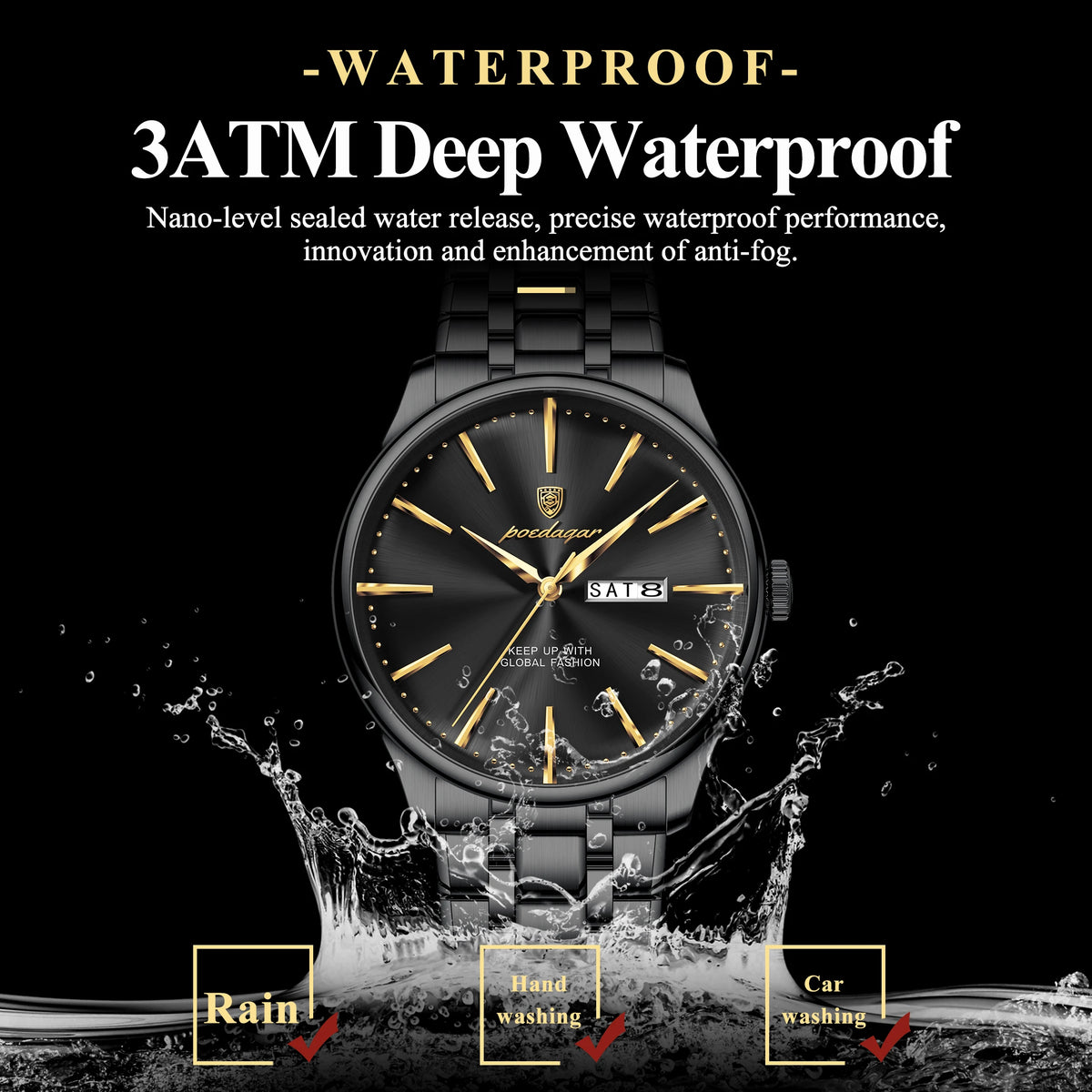 Poedagar 843 Original Brand Men Watch Luxury Business Casual Waterproof Calendar Sunray Dial Quartz Wristwatch Factory Wholesale
