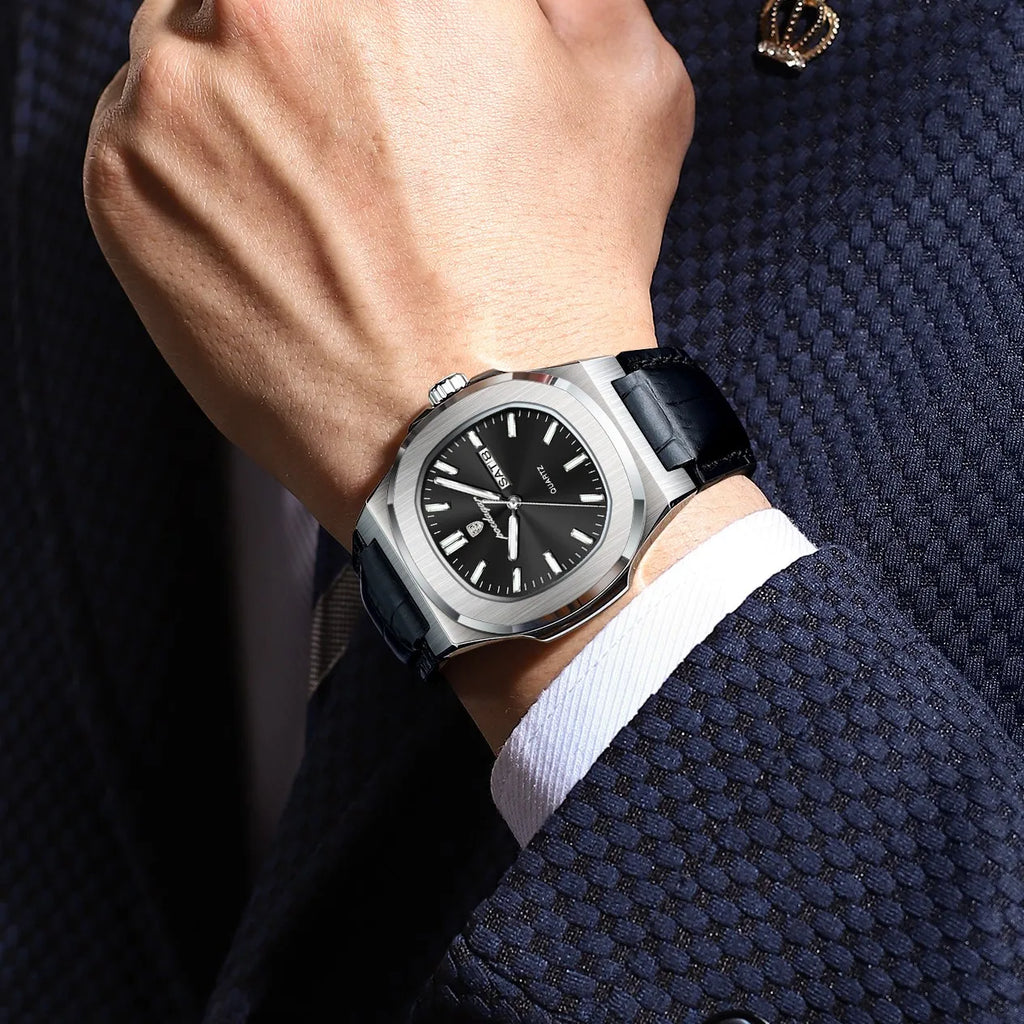 Poedagar 853 Men Watch Ready to Ship Leather Strap Dual Calendar Quartz Wristwatch Business Waterproof Watch Montre Homme