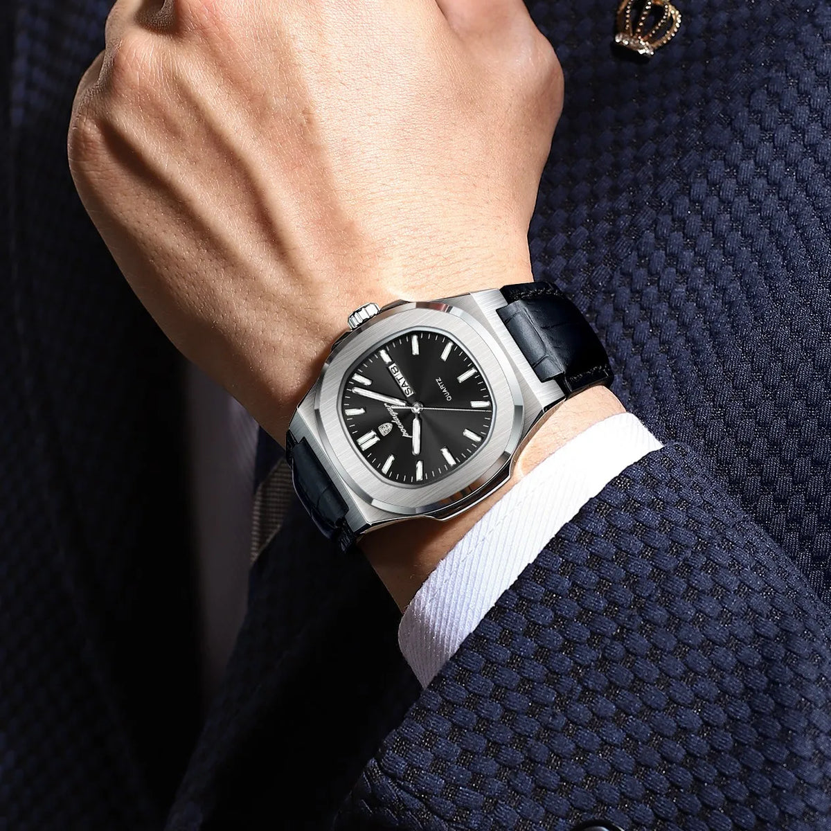Poedagar 853 Men Watch Ready to Ship Leather Strap Dual Calendar Quartz Wristwatch Business Waterproof Watch Montre Homme