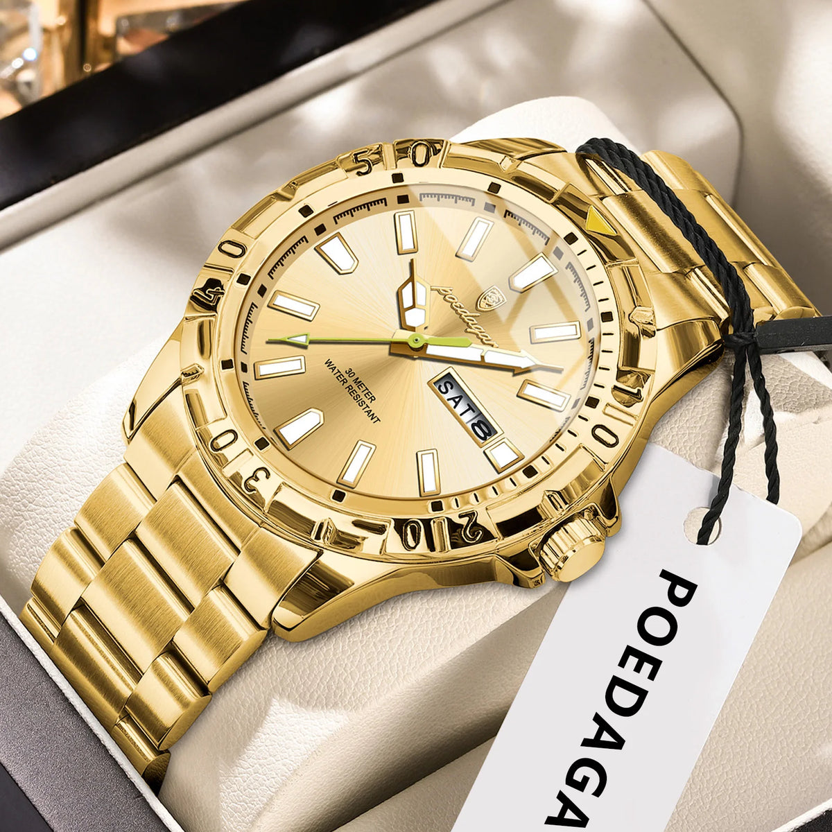 Poedagar 959 Men Watch Business Stainless Steel Luxury Quartz Wristwatch Montre Homme Waterproof Luminous Date Watch for Men