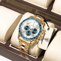 Poedagar 815 Men Watches Luxury Sport Tachymeter Chronograph 3-Eye Dial Stainless Steel Waterproof Wholesale Factory Direct