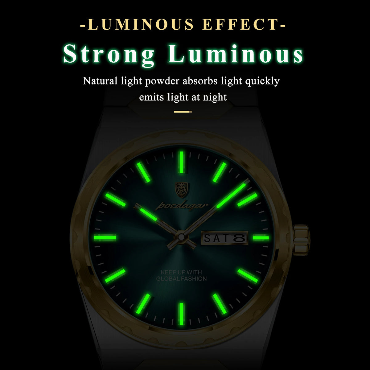 POEDAGAR 847 Classic Men Watch Stainless Steel Bracelet Dress Quartz Watches Date Waterproof Luminous Wristwatch Montre Reloj