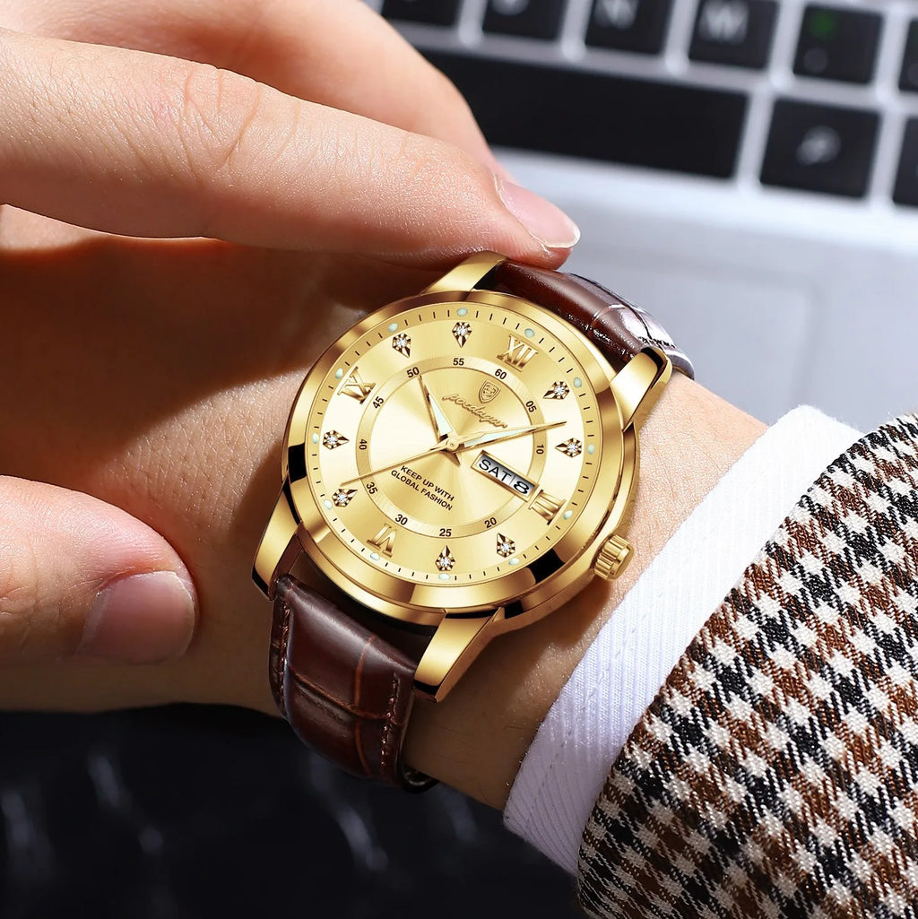 Poedagar 936 Watch for Men Luxury Leather Strap Men's Quartz Watches Waterproof Luminous Classic Vintage Reloj Watches for Men