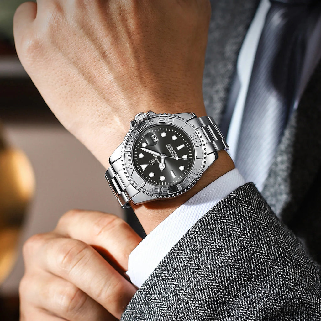 Poedagar Wholesale Luxury Men's Watches Wrist Stainless Steel Quartz Watch Waterproof Luminous Watch for Men