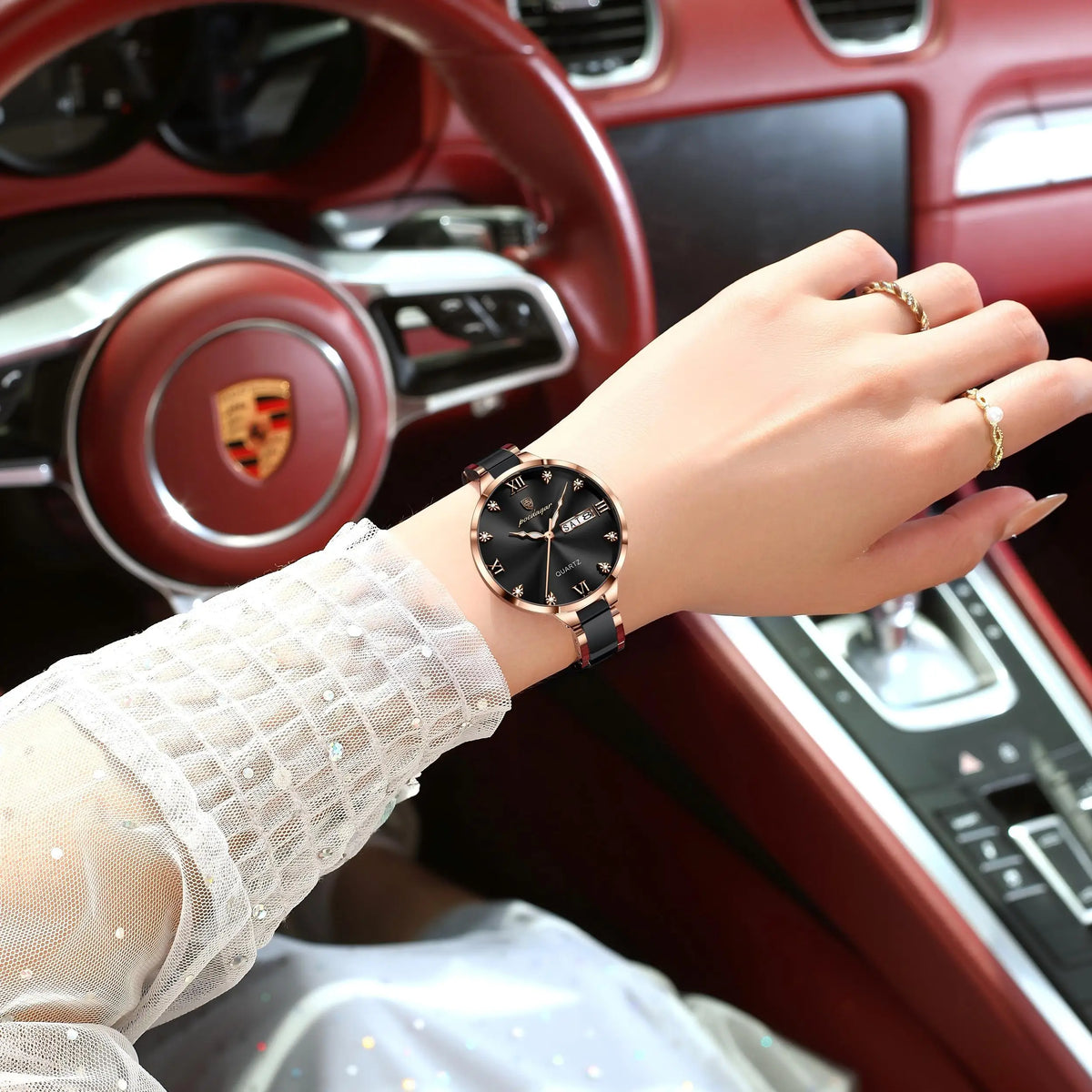 Poedagar 506 Luxury Stainless Steel Strap Women Quartz Watch Luminous Waterproof WristWatch