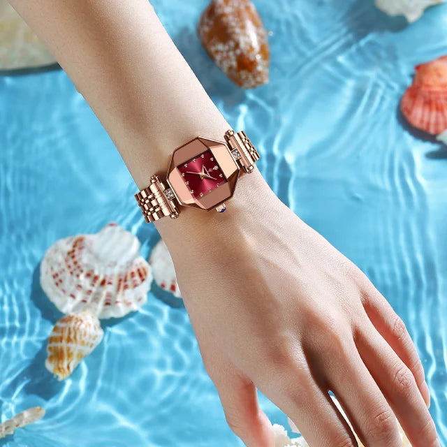 Poedagar Elegant Watches Women Wrist Diamond Quartz Watches Rose Gold Stainless Steel Ladies Watch Waterproof Factory Wholesale
