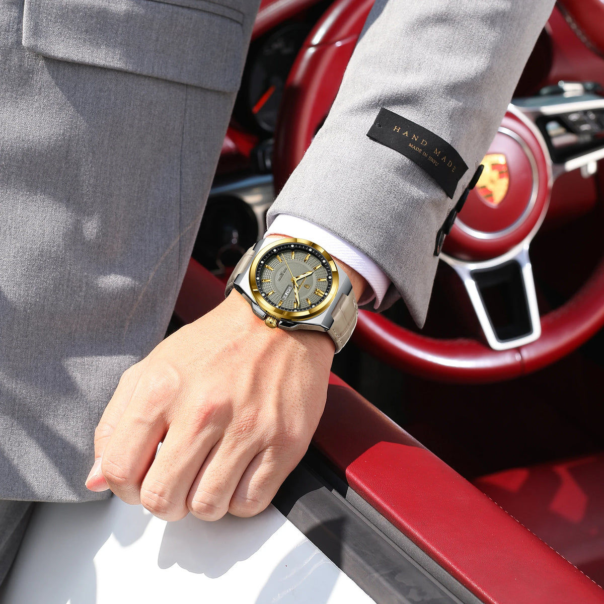 Poedagar 896 Luxury Sports Luminous Quartz Mens Watch Leather Strap Waterproof Watch for Men